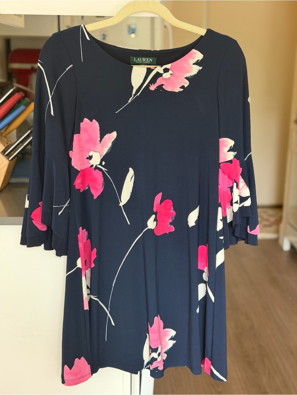 Ralph Lauren Navy Dress with Pink Floral Print